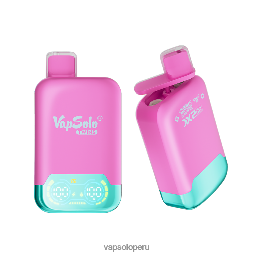 VapSolo Nicotina - VapSolo TWINS vaporizador desechable 2FN8ND33 hielo de fresa, frambuesa, cereza y hielo de uva